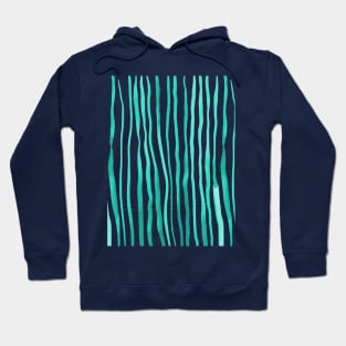 Vertical watercolor lines - aqua Hoodie